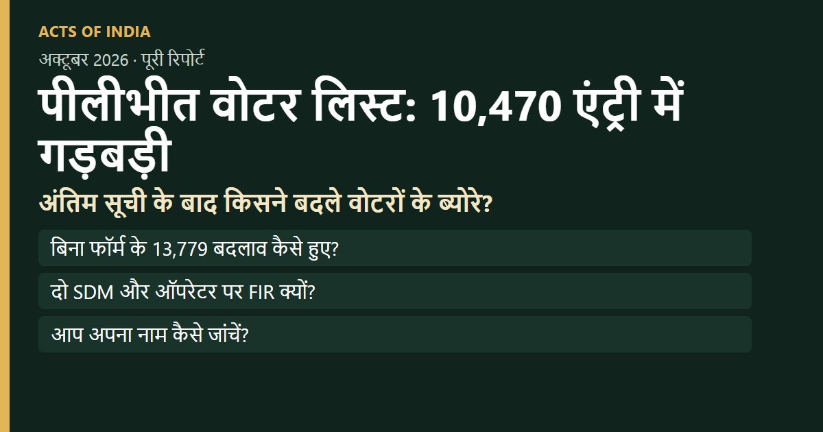 पीलीभीत वोटर लिस्ट गड़बड़ी: 10,470 एंट्री में हेराफेरी, दो SDM और कंप्यूटर ऑपरेटर पर FIR